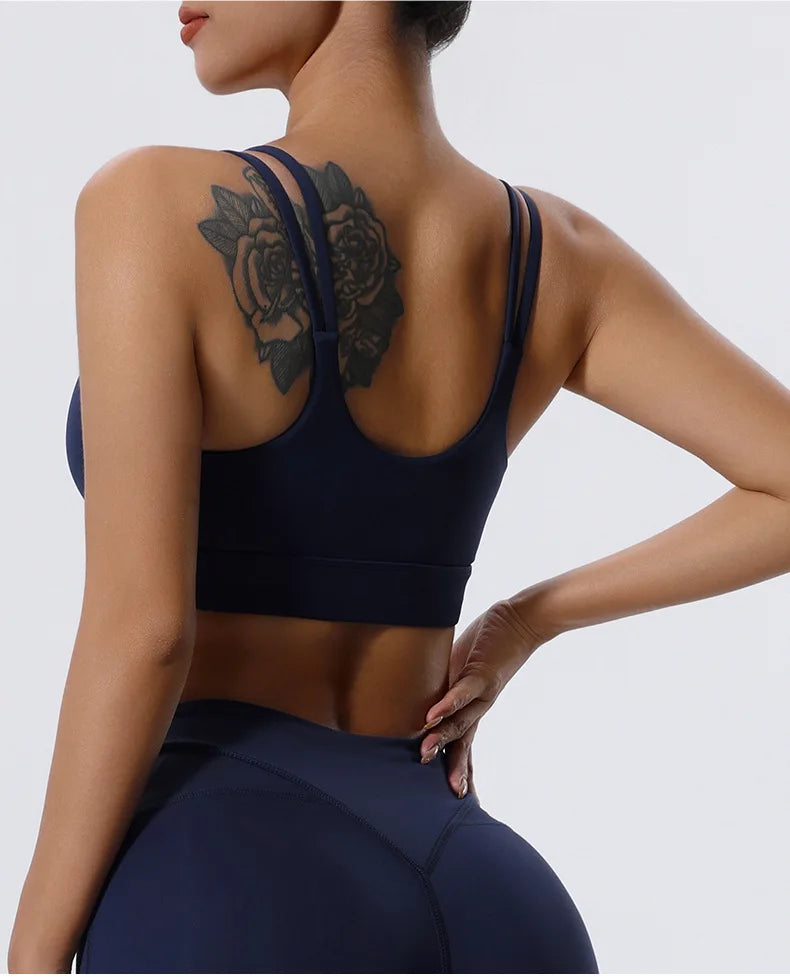 Women's High Impact Push-Up Sports Bra – Open Back Gym Crop Top