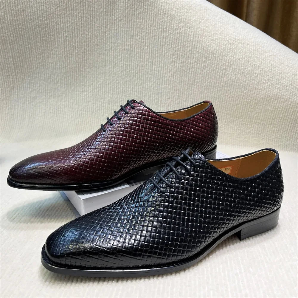 Handmade Pointed Toe Lace-Up Leather Oxford Dress Shoes