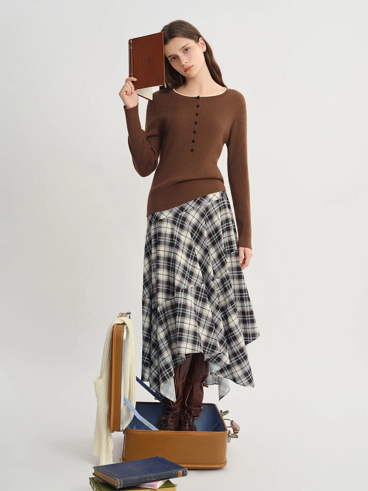 Merino Wool Ribbed Knit Sweater