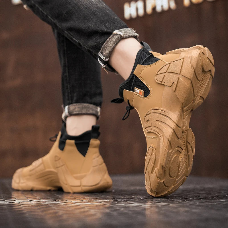 High-Top Platform Sneakers - Men's Slip-On Ankle Boots