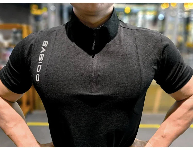 Men's Fitness Sport Clothing Bodybuilding Training Gym Running Short Sleeve Muscle Fit Top Quick Dry Rashguard T-Shirt