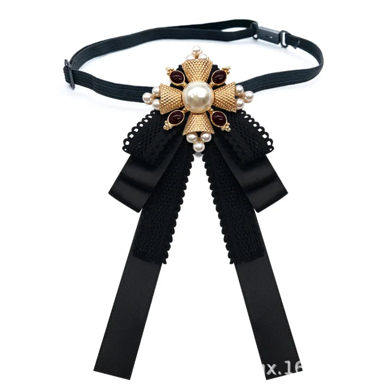 Retro Pearl Bow Brooch