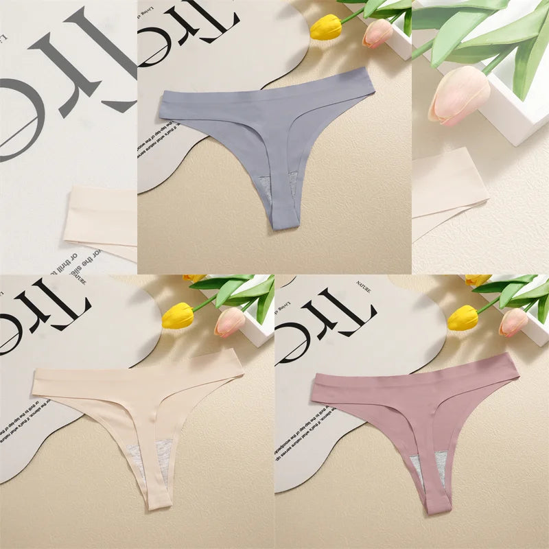 Women's Seamless Satin Thong 3-Pack