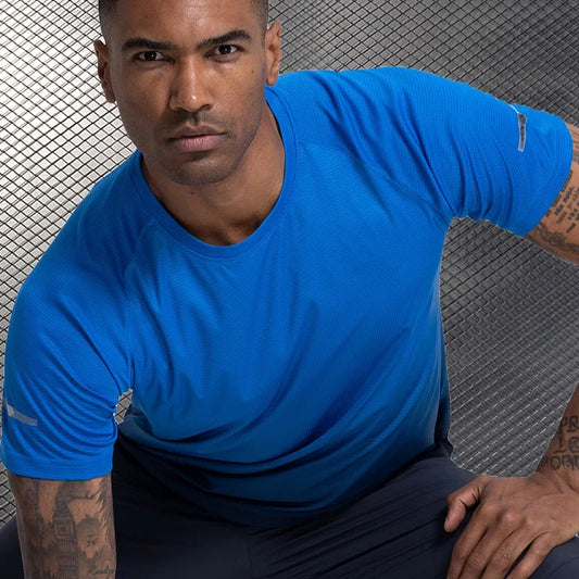 Men's Ice Silk Short Sleeve Running Exercise Sweatshirt Training  Sports T-Shirt