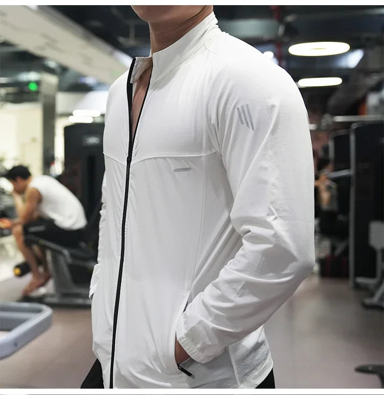 Men's Ice Silk Thin Sports Running Coat  Fitness  Jacket