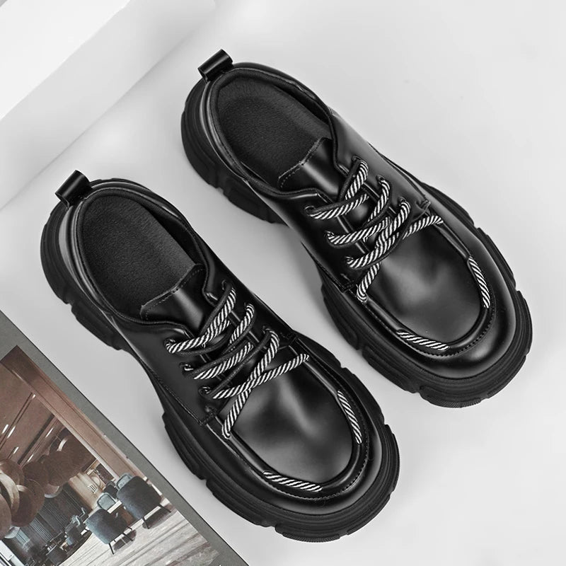 Men's Platform Leather Thick Sole British Shoes