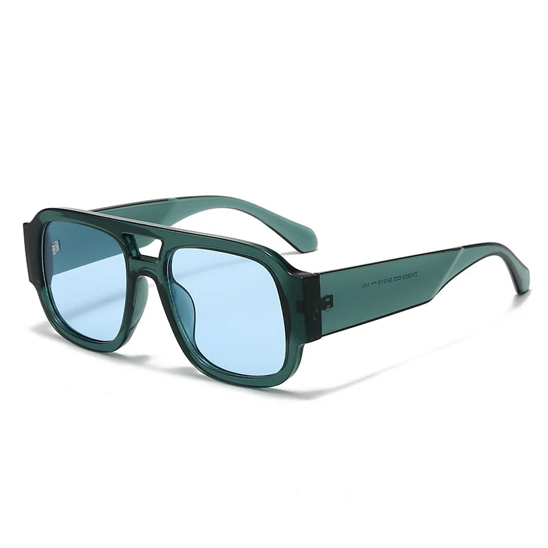 Unisex 1/4 Set Retro Large Frame Double Bridges Square Sunglasses
