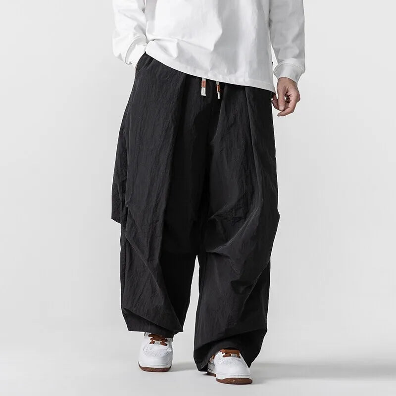 Men's Spring Summer Loose Harem Wide Leg Trousers