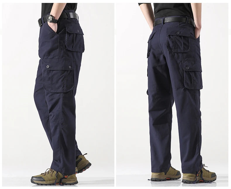 Spring Autumn Cotton Cargo Pants - Multiple Pockets Casual Trousers
