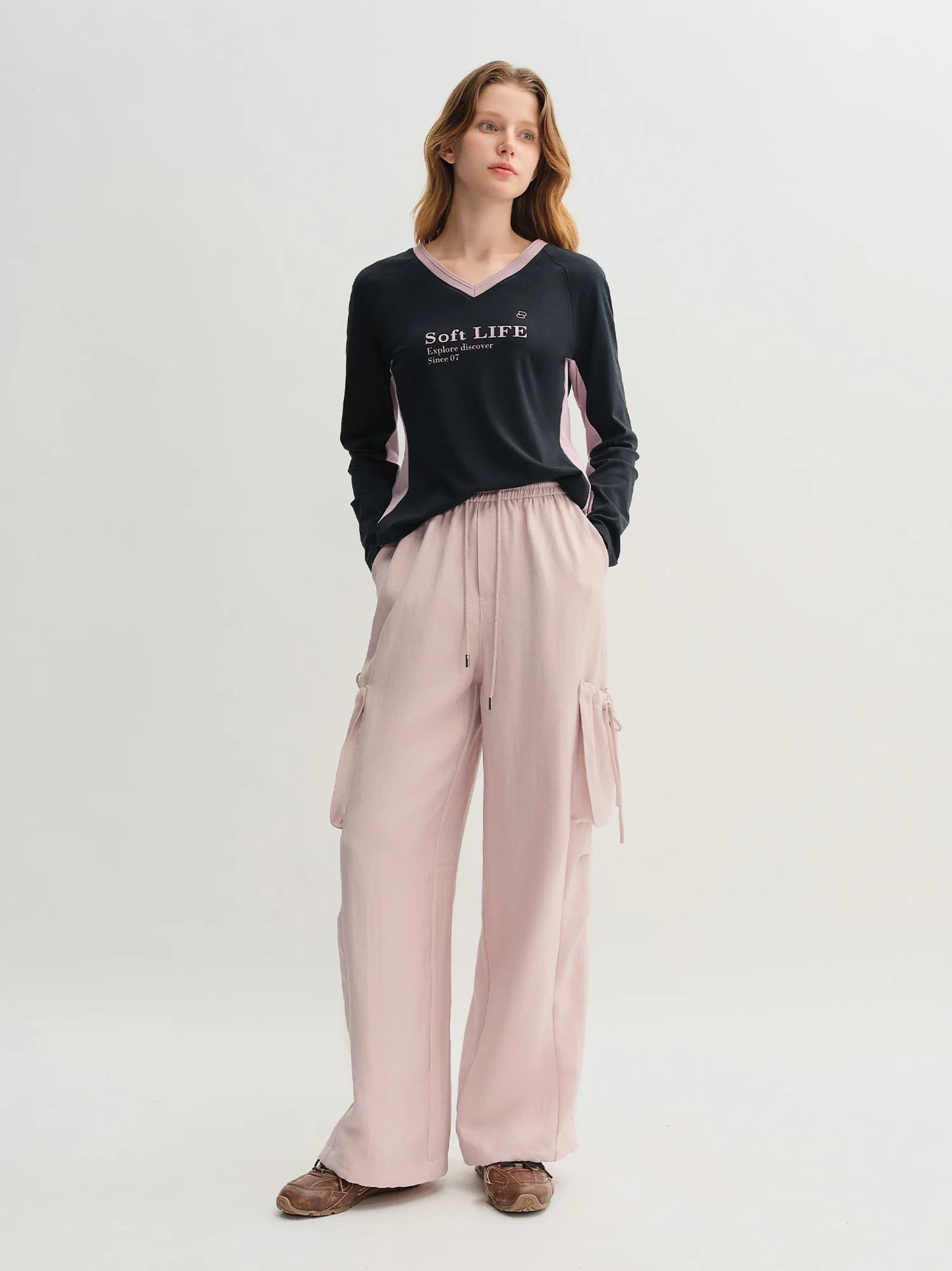 High-Rise Pants and Tee Set - Casual Two-Piece Outfit