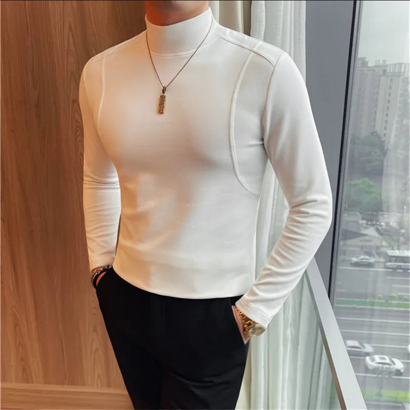 Men's Mock Neck Long Sleeve T-Shirt