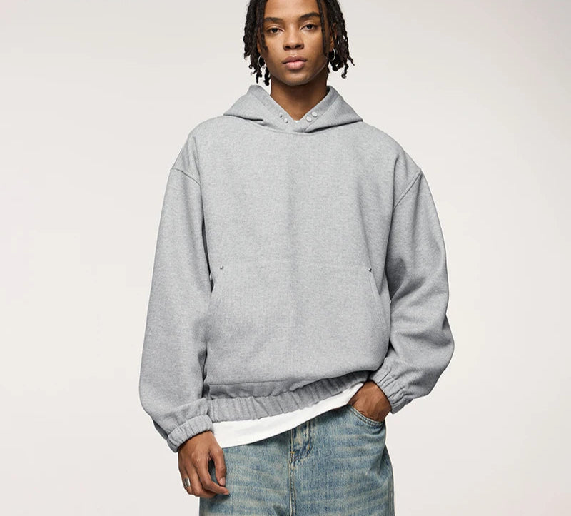 Men's Heavyweight Fleece Crop Boxy Premium Cozy Hooded Sweatshirt