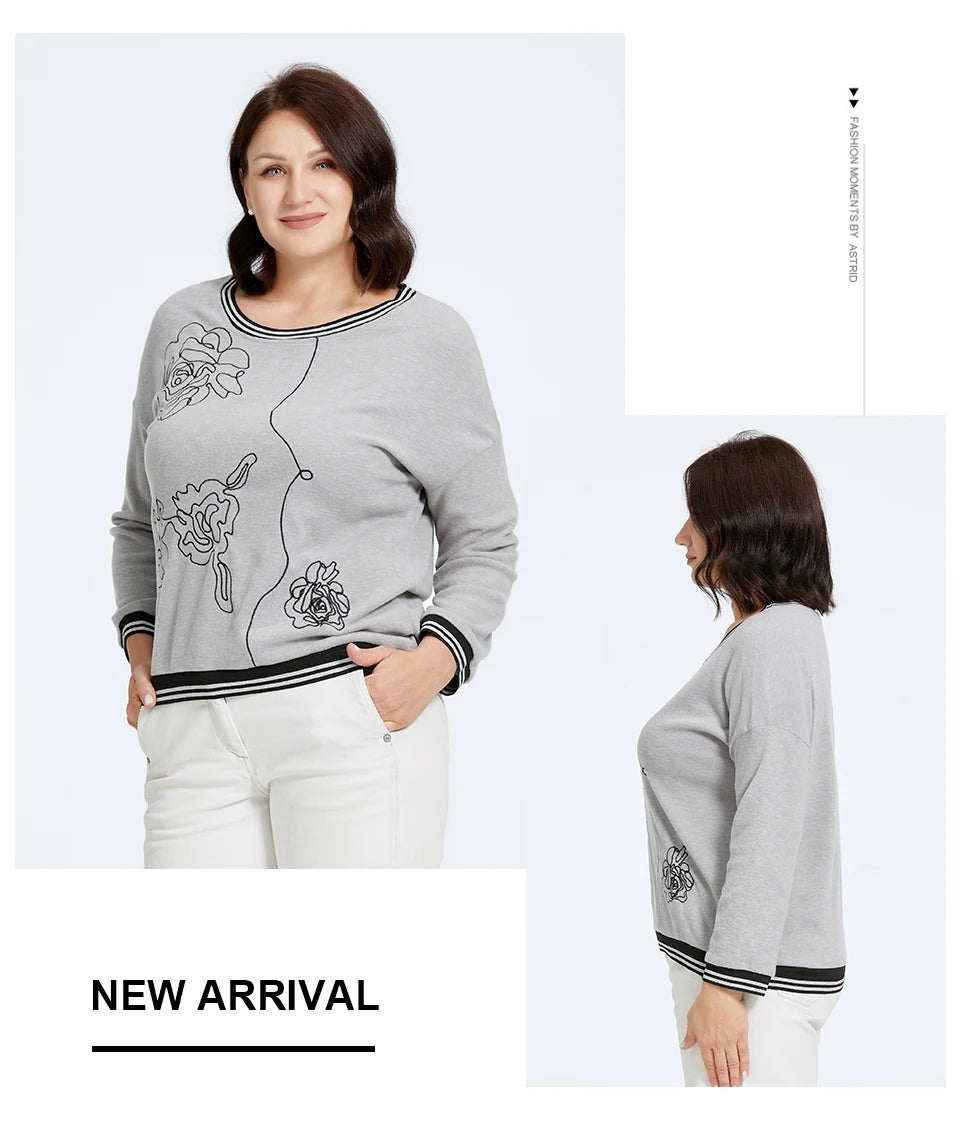 Women's Oversized Flower Embroidery Knitted Jumper