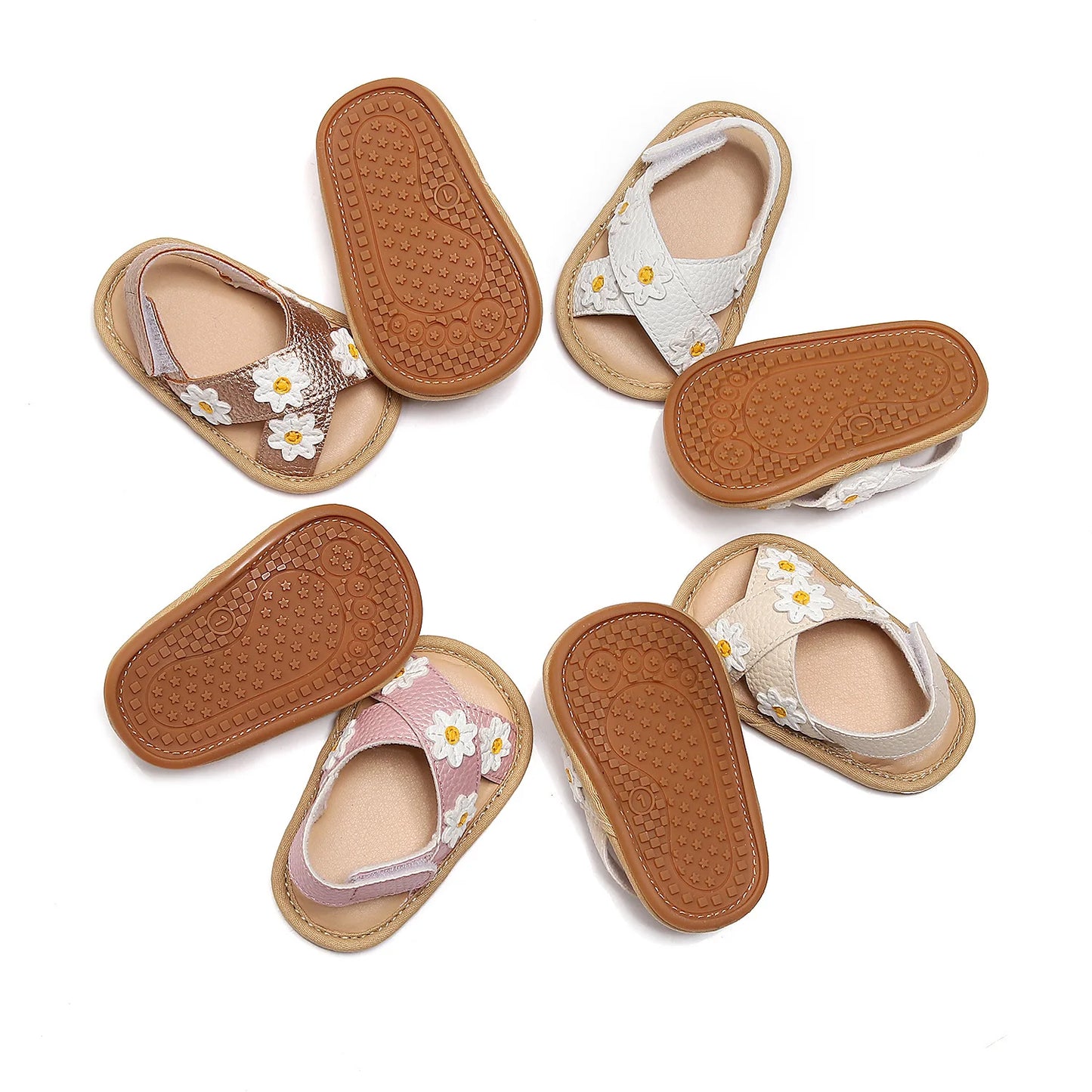 0-18M Summer Baby Girls Sandals  Floral Pattern Soft Sole  Anti-slip Flat Shoes