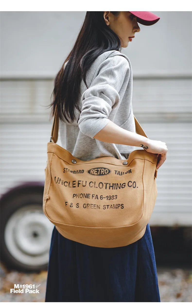 Retro Canvas Messenger Bag - Large Capacity Crossbody Tote