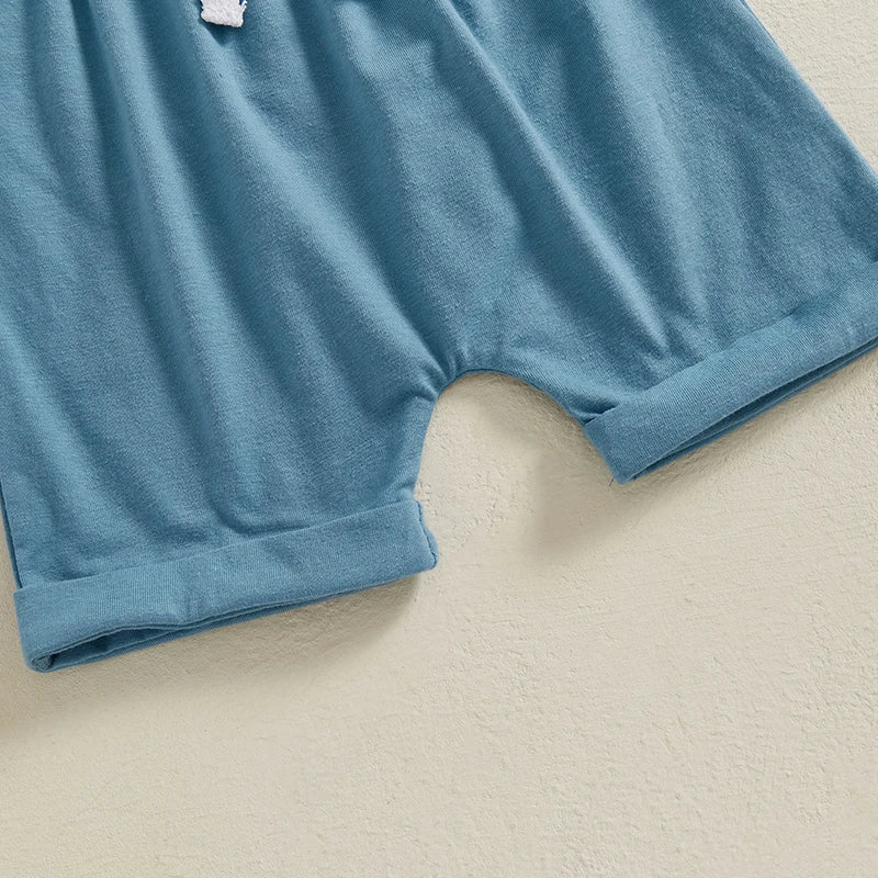 Baby Boys Summer Outfit Set - Cartoon Letter Print T-Shirt & Elastic Waist Shorts (0-3Y)