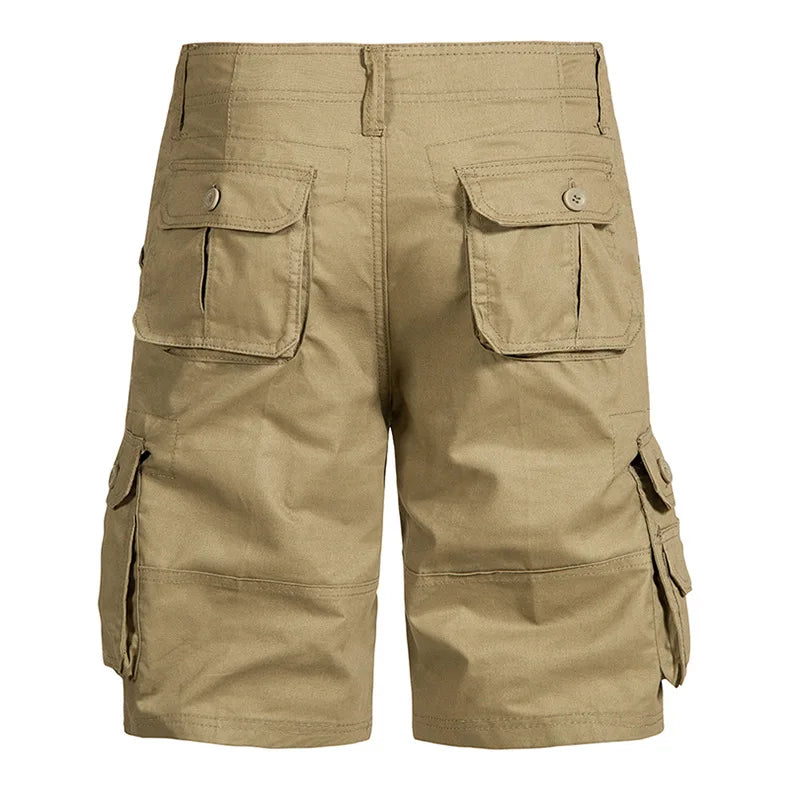 Men's Cotton Cargo Shorts - Multi Pocket Knee Length Summer Shorts