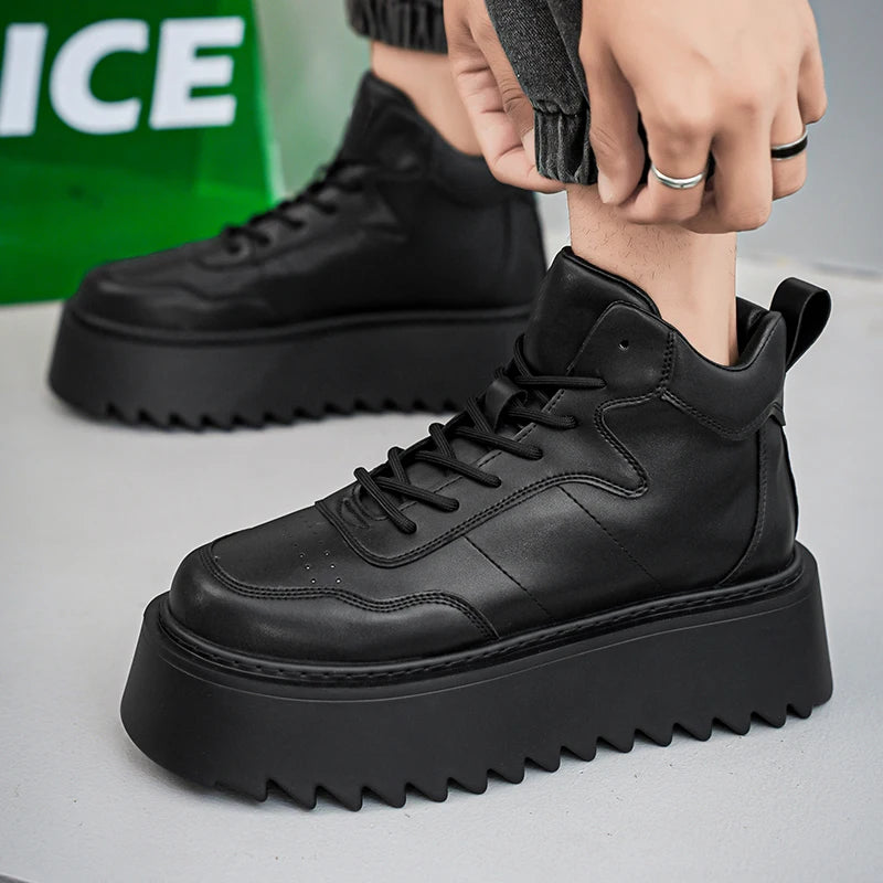 Men’s Casual Platform High Top Skateboard Vulcanized Sport Shoes Lace Up Sneakers