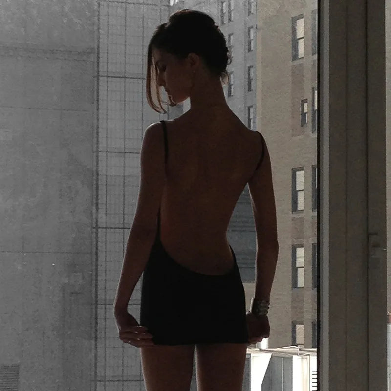 Spaghetti Strap Mini Dress - Backless Bodycon Party Dress
