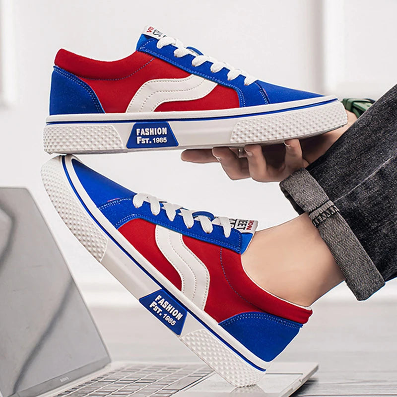 Men's Canvas Skateboard Sneakers - Lace-Up Casual Trainers