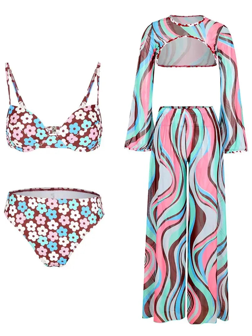 Women's Flowy Jumpsuits Bikini Cover-up Set