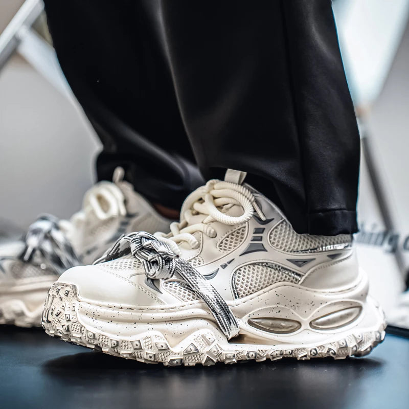 Platform Strap Sneakers - Men's Breathable Skateboard & Tennis Trainers