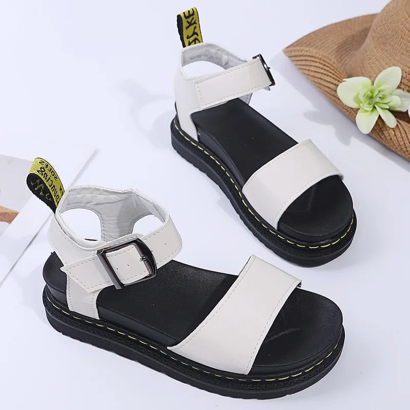 Women's Ankle Strap PU Thick-soled Soft Buckle Sandals