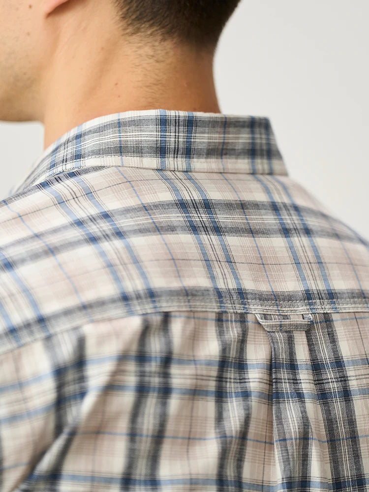Men's  Premium Cotton Linen Plaid Shirt - 180gsm Oversize Casual