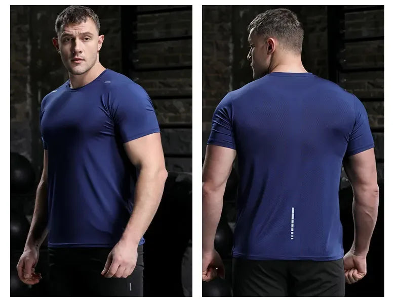 Men's Summer Loose Breathable Short Sleeve Quick Dry Running Fitness  Muscle T-Shirt