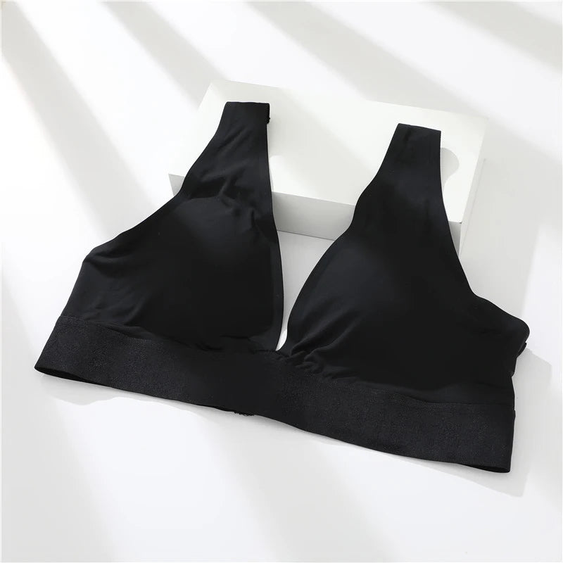 Women's Deep V Seamless Bras Push Up Padded Underwear Wireless Plus Size Tops  Invisible Bralette Lingerie