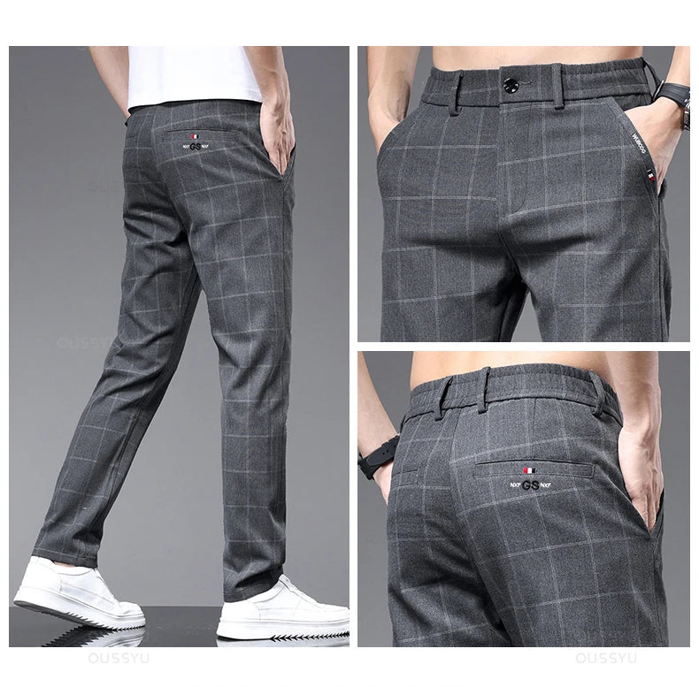 Men's Plaid Stretch Trousers