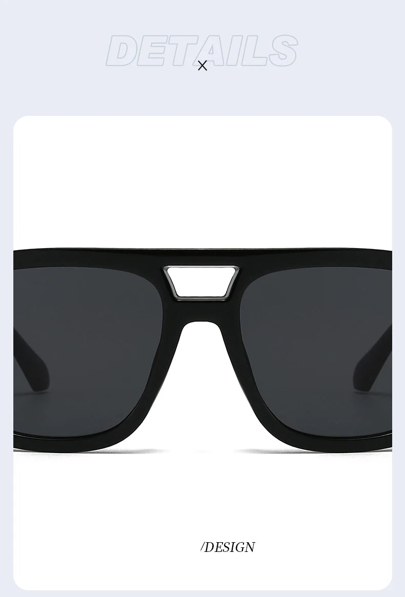 Unisex 1/4 Set Retro Large Frame Double Bridges Square Sunglasses