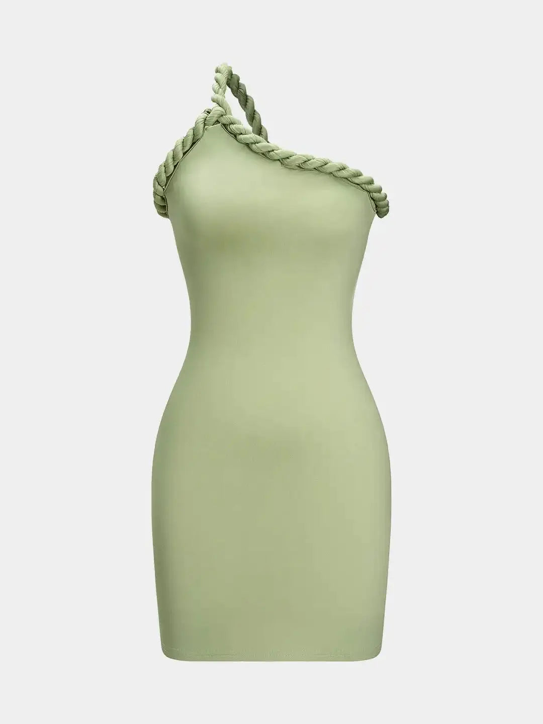 Women's One Shoulder Pleated Braided Backless Mini Dress