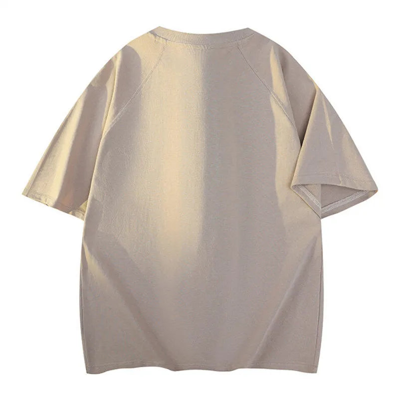 Men's Cotton Round-Neck Short Sleeve Casual  Loose Breathable Pullover T-Shirt