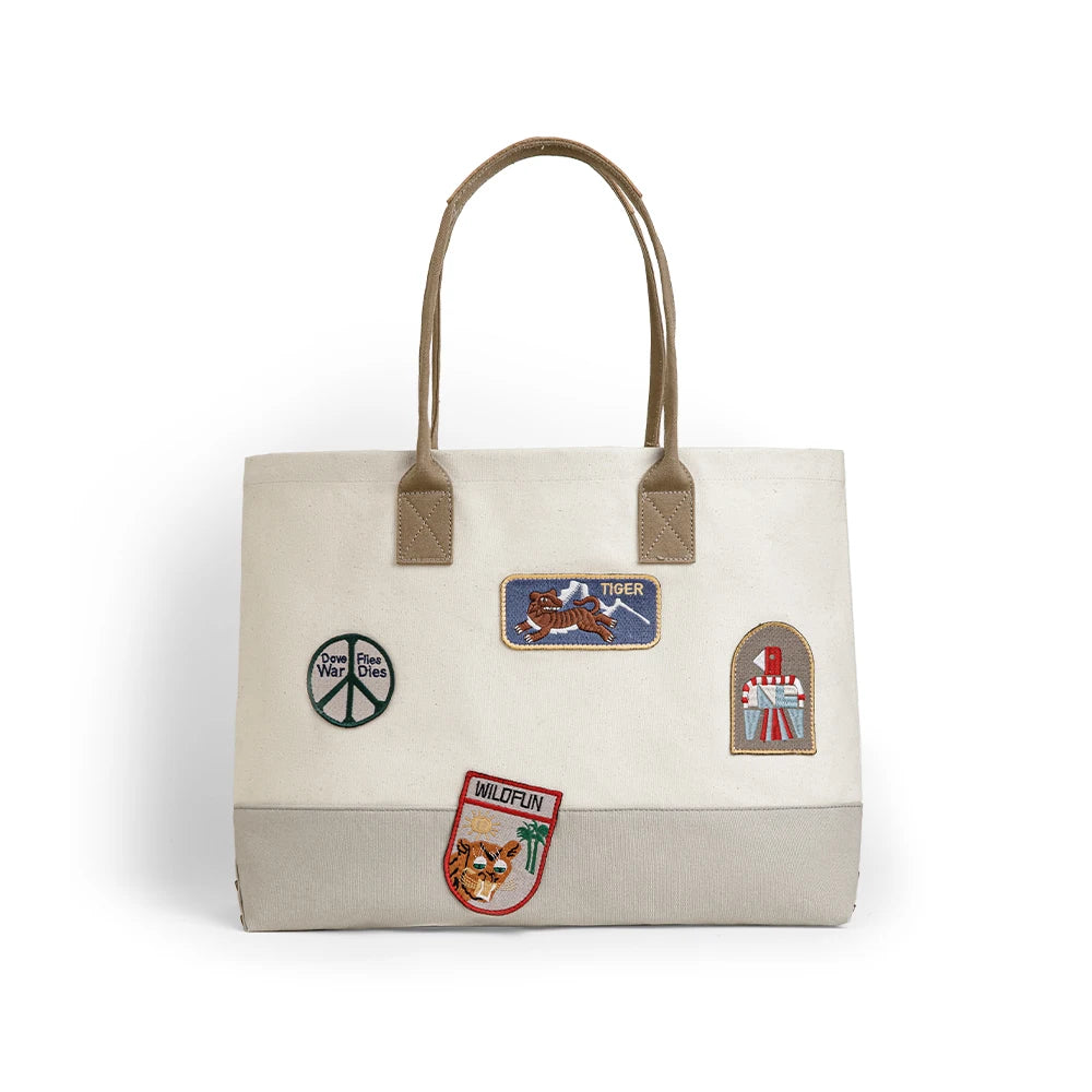 Unisex Style Vintage Embroidered Large-capacity Patchwork Handbag Versatile Single-shoulder Versatile Tote Bag