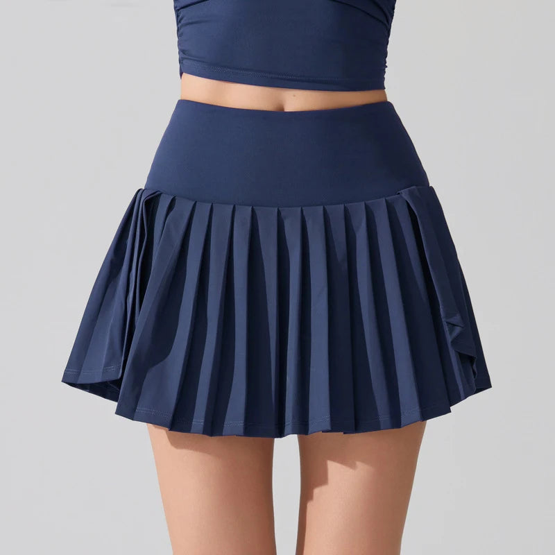 Women's High Waist Tennis Skort - Quick Dry Workout Skirt with Pockets