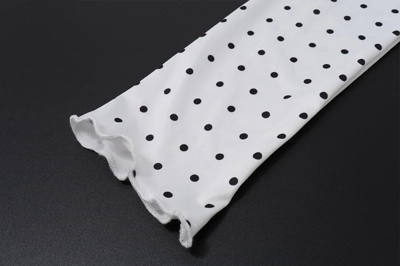 Women'Polka Dot Off Shoulder Two Piece Club Outfit Set