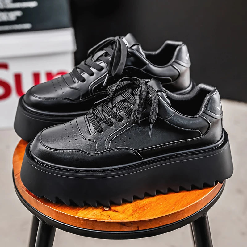 Men's Platform Skateboard Vulcanized Lace Up Sneakers