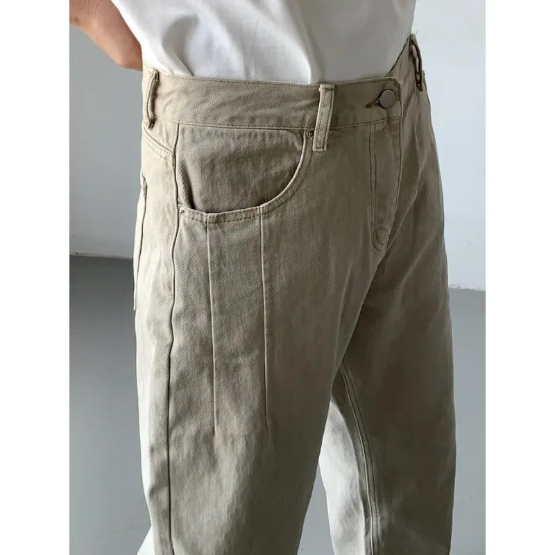 Men's High-Waisted Straight Jeans - Loose Wide Leg