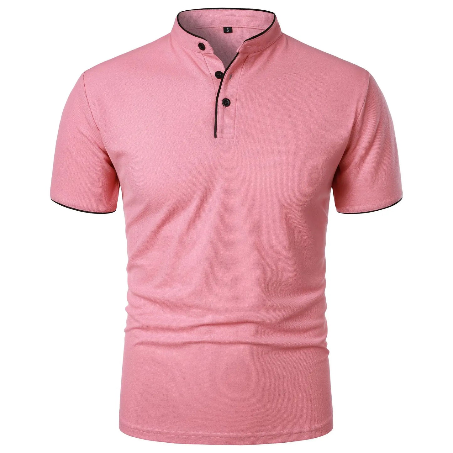 Men's Summer Short Sleeve Stand Collar Smart Casual Slim Fit Lightweight T-Shirt