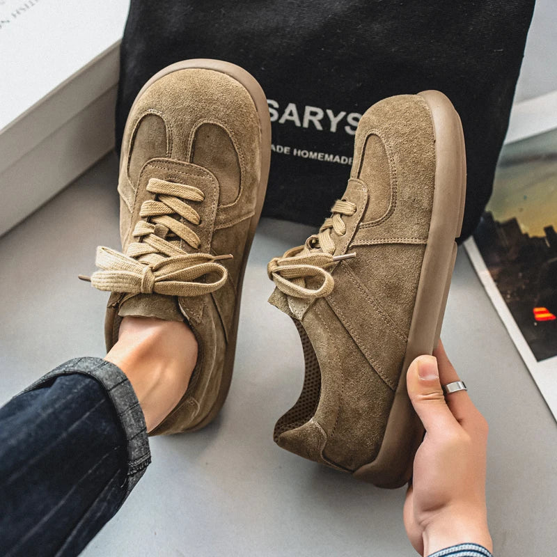 Men's Suede Leather Lace-up Flat Shoes