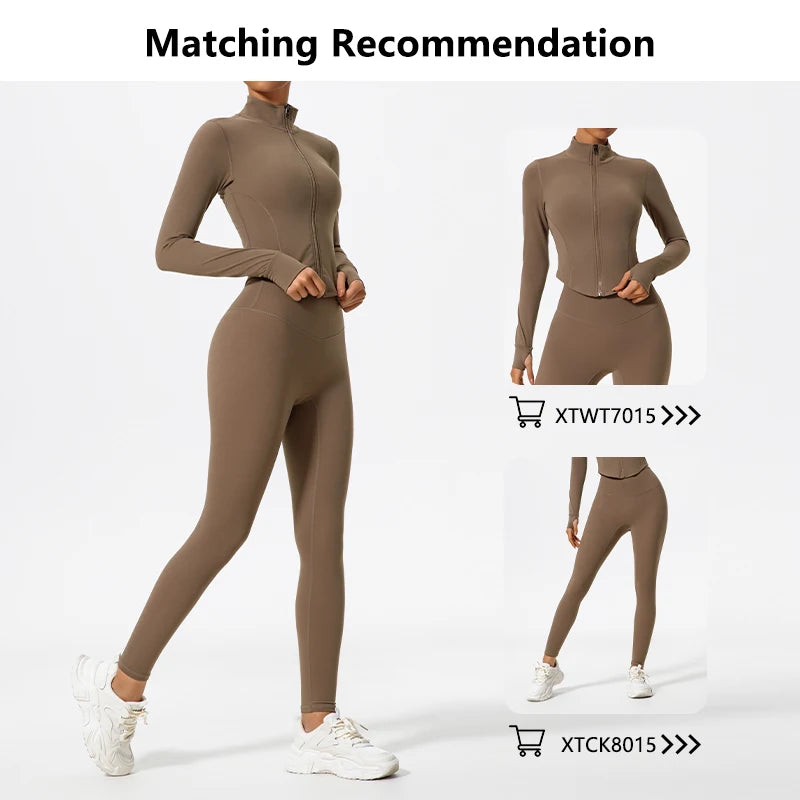 Ultra-Soft 2-Piece Gym Set - Long Sleeve Jacket & High Waist Leggings