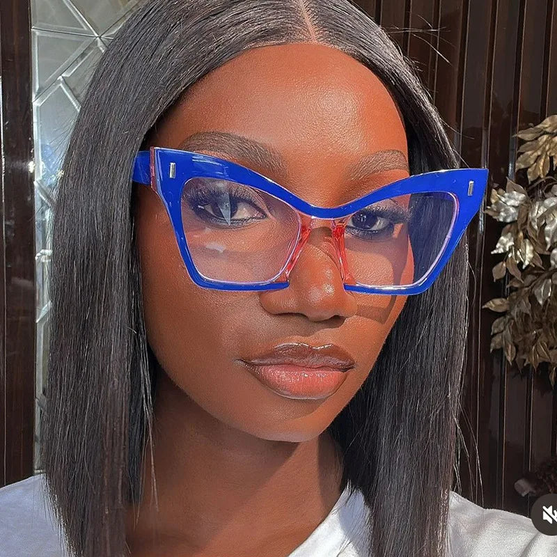 Retro Large Frame Blue Light Blocking Glasses for Women