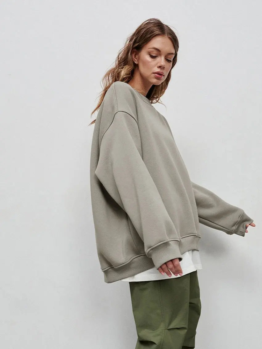 Women's Oversized Loose Pullover Fleece Sweatshirt