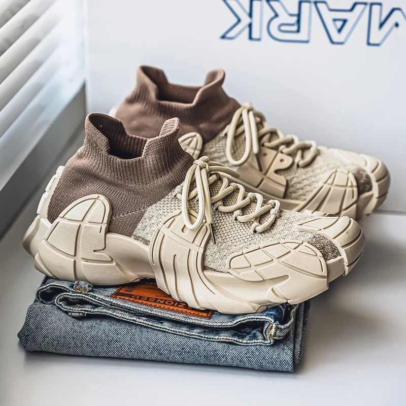 Men's Sports Mesh Sneakers Slip On Comfortable Lace Up Sneakers