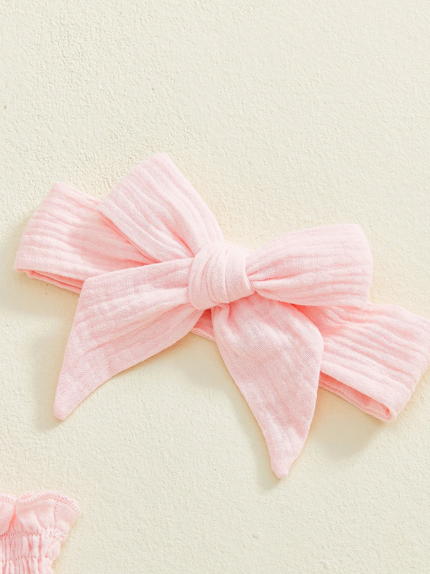 Baby Girls Summer Outfit Set - Ruffled Smocked Top, Shorts & Headband (0-24M)