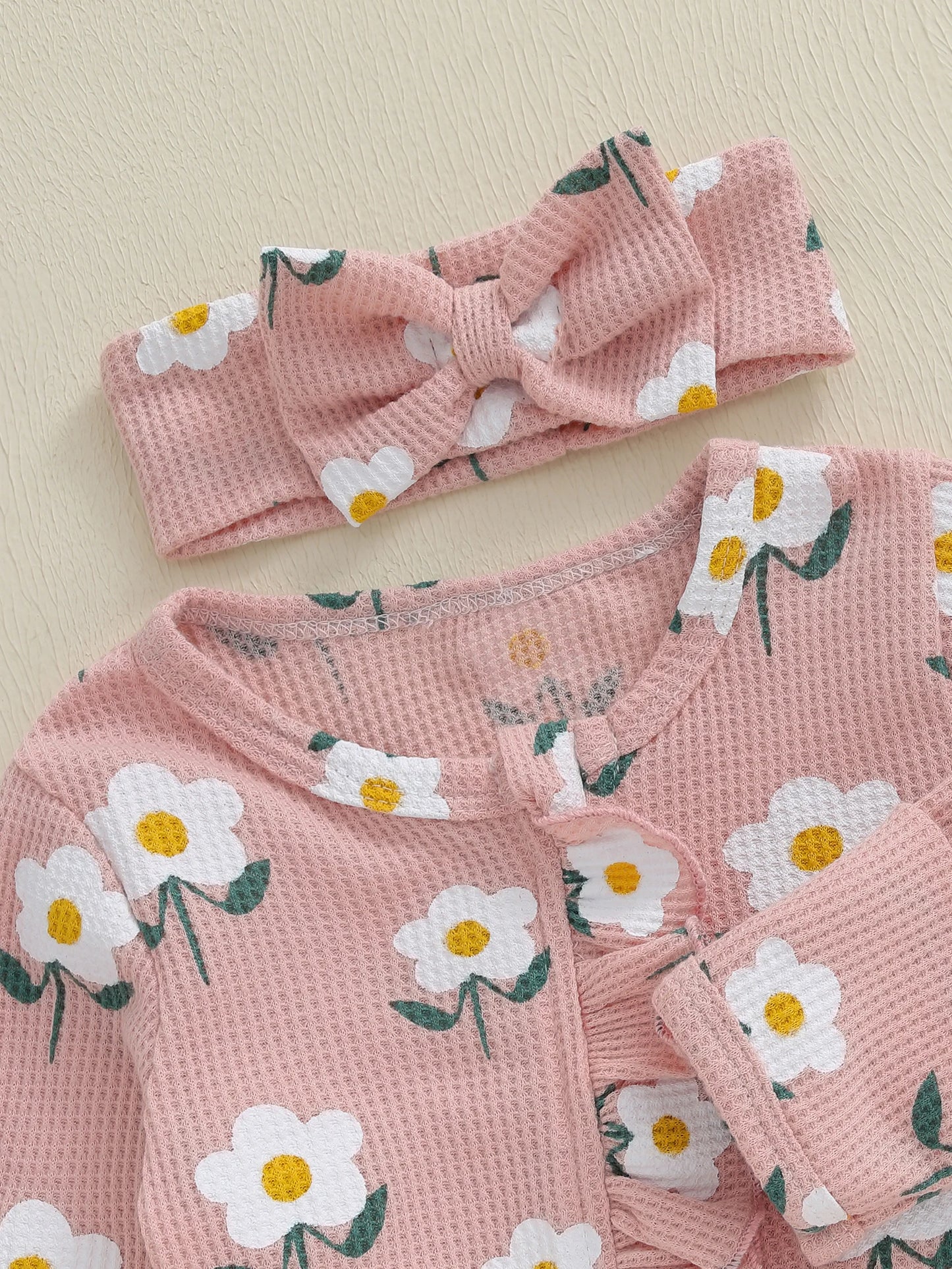 Lovely Newborn Baby Floral Print Romper with Headband (0-12M)