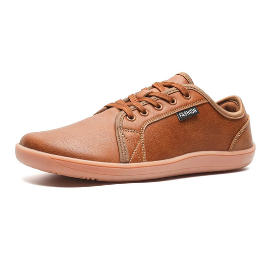 Men's Casual Leather Sneakers - Lace-Up Running Sports Shoes