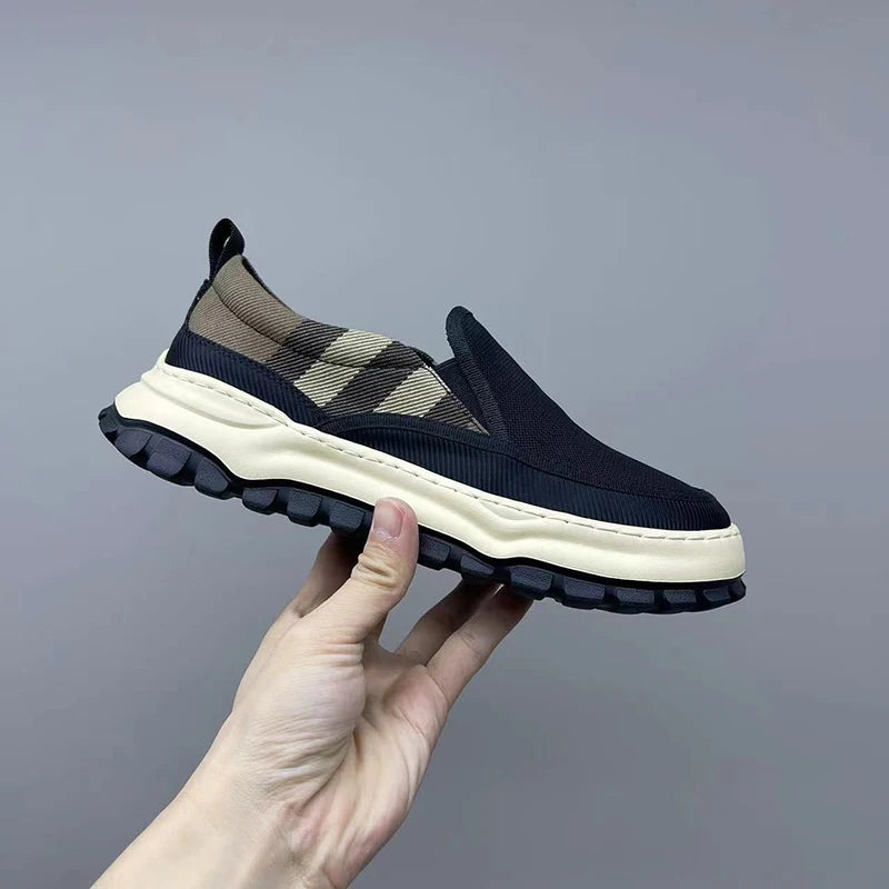 Men's Casual Platform Sneakers - Breathable Slip-On Tennis Shoes