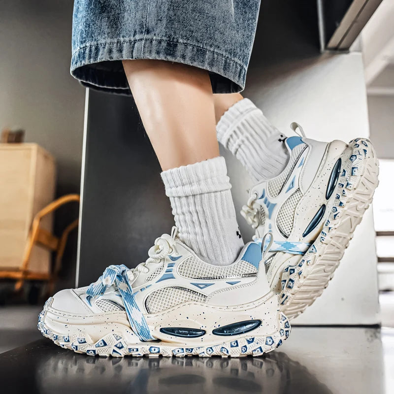 Platform Strap Sneakers - Men's Breathable Skateboard & Tennis Trainers